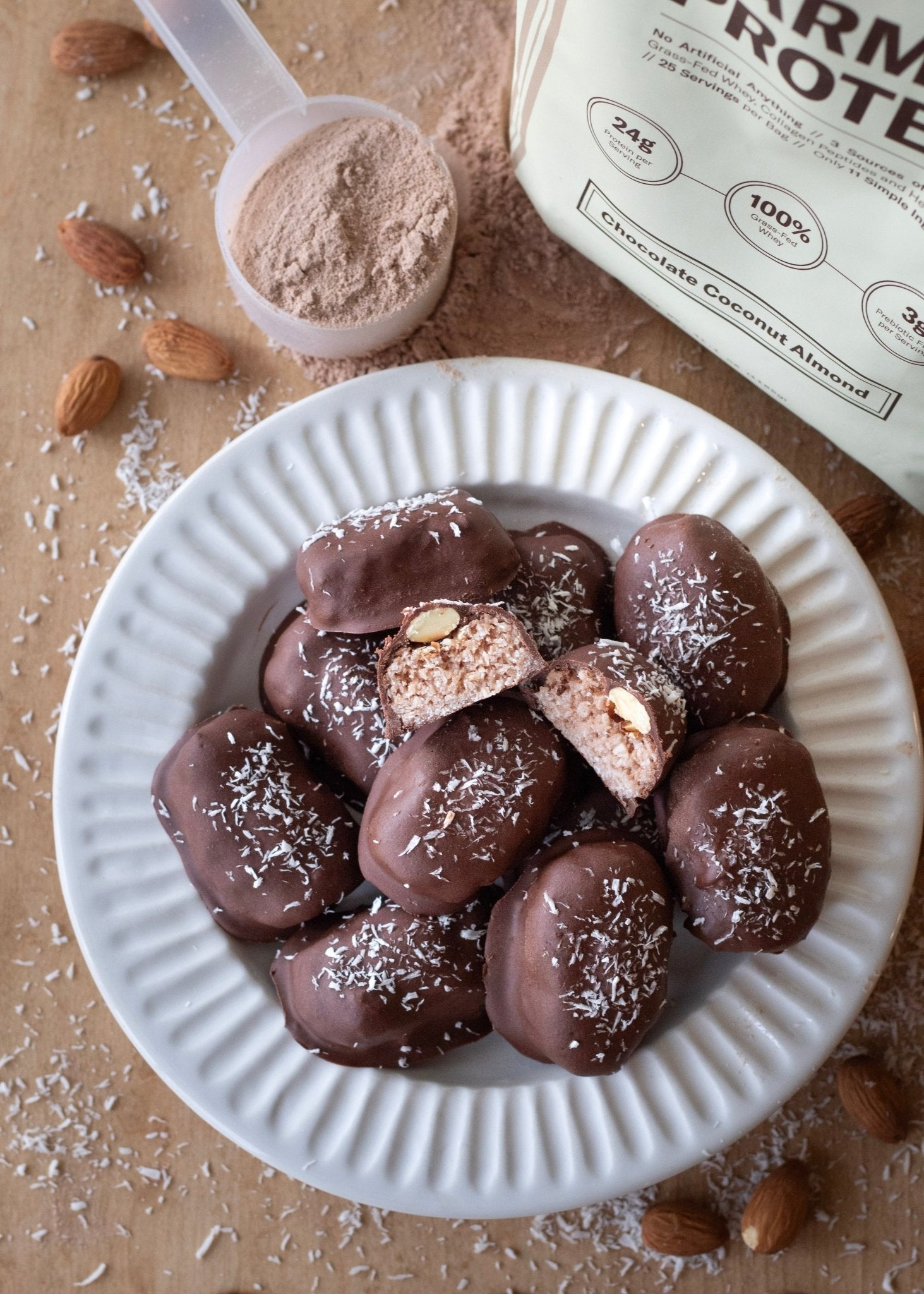 Almond Joy Protein Bites - Ballerina Farm