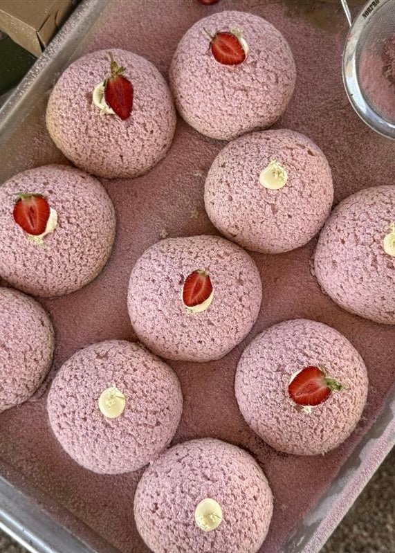 Strawberry Elderflower Craquelin Cream Puffs  