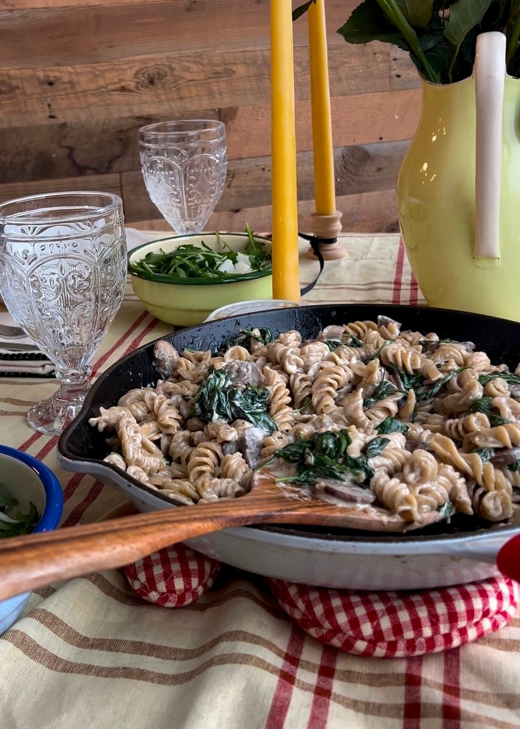 Creamy Garlic Parmesan Sauce with Spinach & Mushrooms - Ballerina Farm