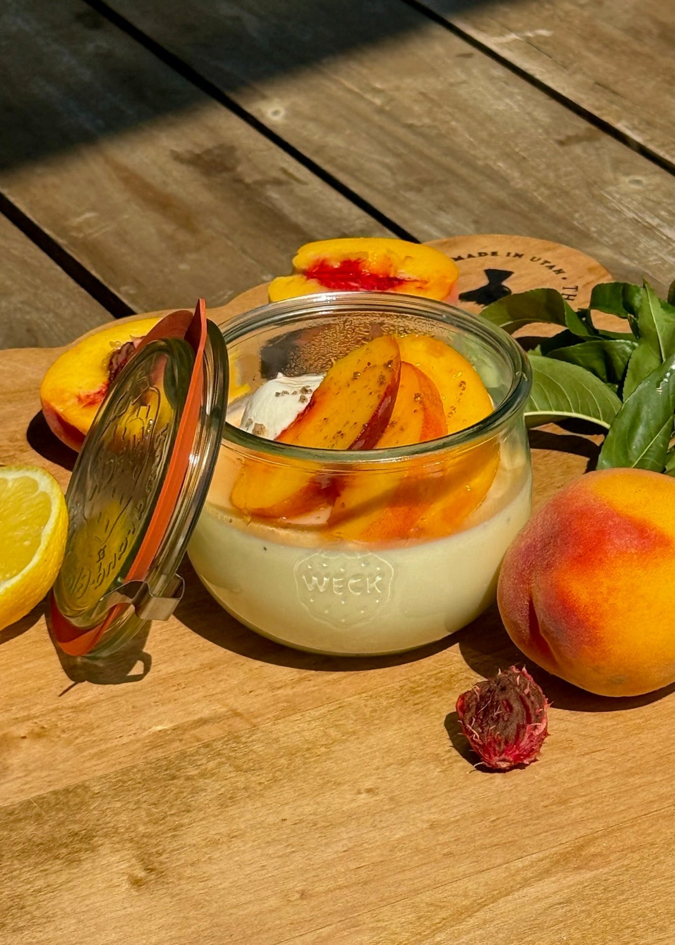 Lemon Poppyseed Posset with Macerated Peaches - Ballerina Farm